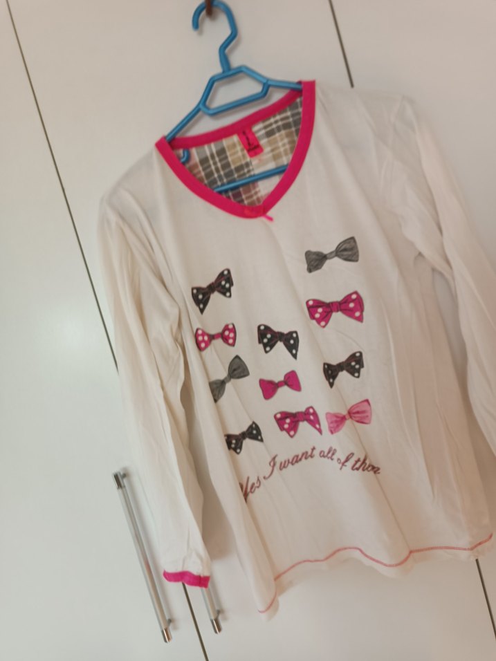 Uzun Kollu Hamile Tişörtü Fiyonklu Baskılı - Görsel 4