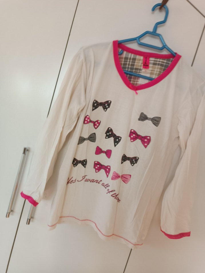 Uzun Kollu Hamile Tişörtü Fiyonklu Baskılı - Görsel 3