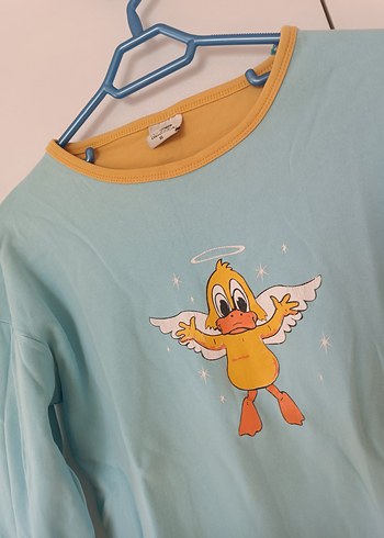 Mavi Uzun Kollu Hamile Tişörtü - Görsel 2