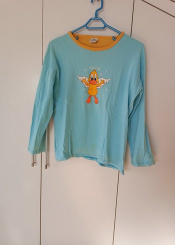 Mavi Uzun Kollu Hamile Tişörtü - Görsel 5