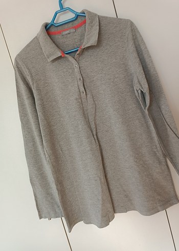 Gri Pamuklu Uzun Kollu Hamile Hırkası - Görsel 3