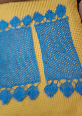 Mavi Örgü El Yapımı Masa Örtüsü - Görsel 5