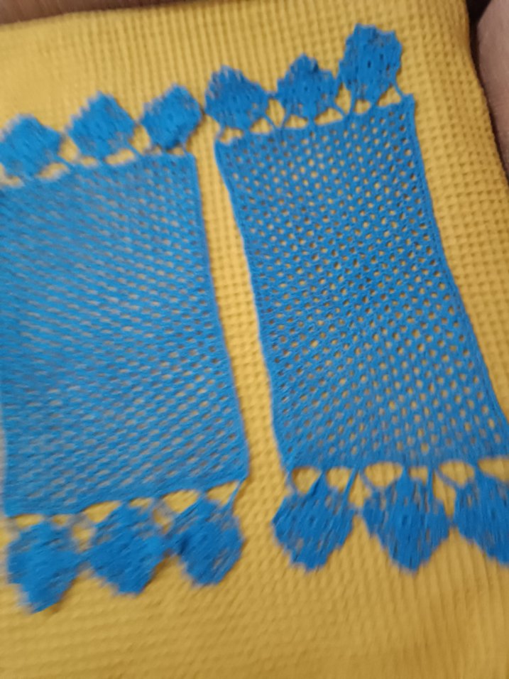 Mavi Örgü El Yapımı Masa Örtüsü - Görsel 5