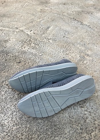 Gri Örgü Kadın Dolgu Topuk Spor Ayakkabı - Görsel 3