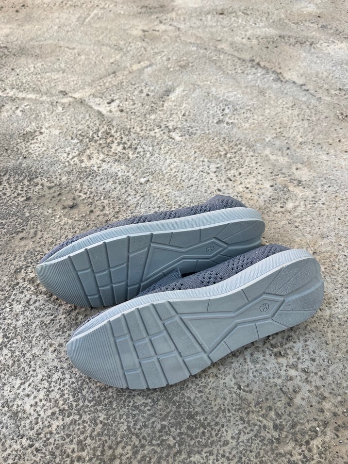 Gri Örgü Kadın Dolgu Topuk Spor Ayakkabı - Görsel 3