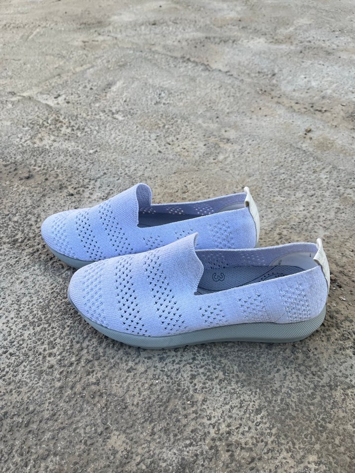 Açık gri Örgü Kadın Dolgu Topuklu Spor Ayakkabı - Görsel 2