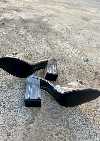 Şeffaf Payetli  Yüksek Topuklu Kadın Abiye Ayakkabı - Görsel 3