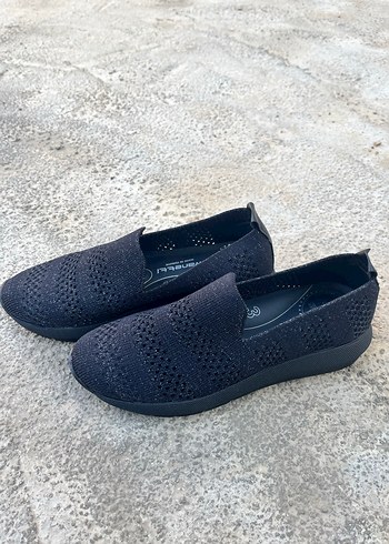 Siyah Örgü Kadın Dolgu Topuklu Spor Ayakkabı - Görsel 3