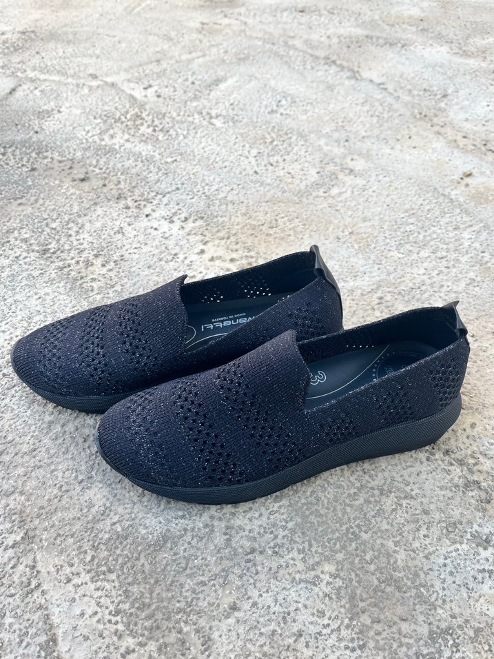 Siyah Örgü Kadın Dolgu Topuklu Spor Ayakkabı - Görsel 3