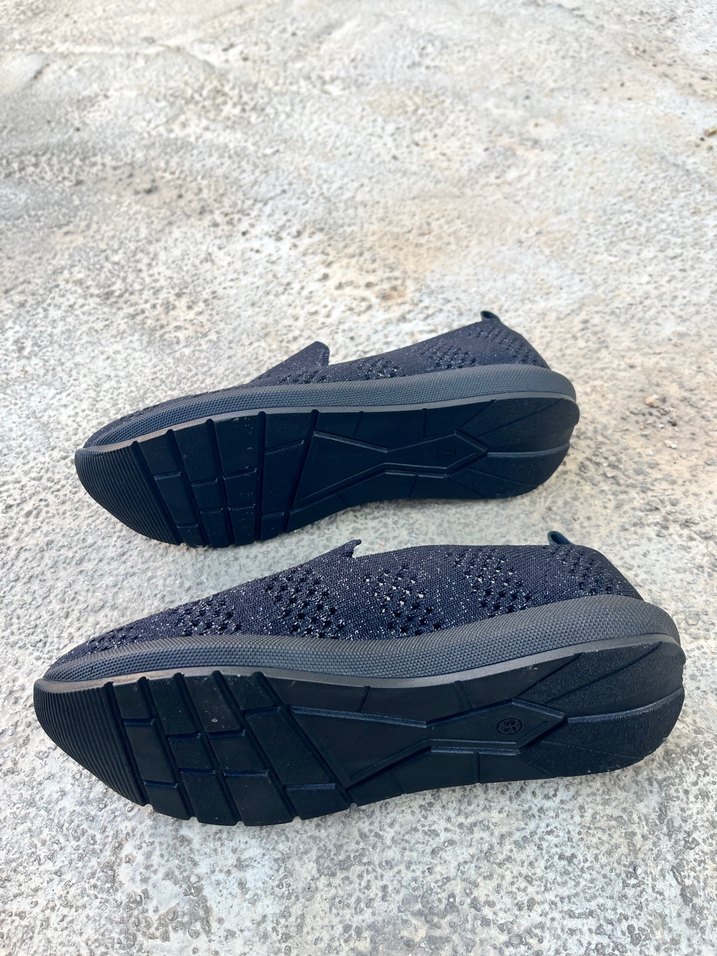 Siyah Örgü Kadın Dolgu Topuklu Spor Ayakkabı - Görsel 2