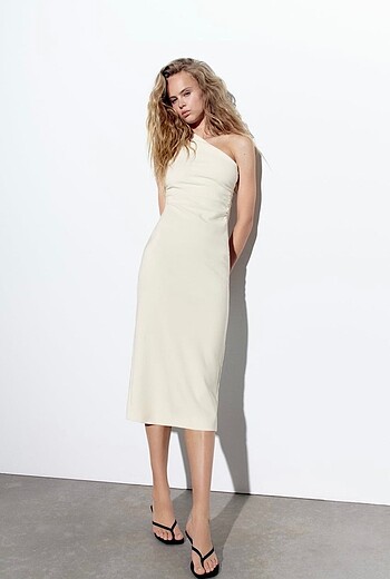 ZARA ASİMETRİK MIDI ELBİSE