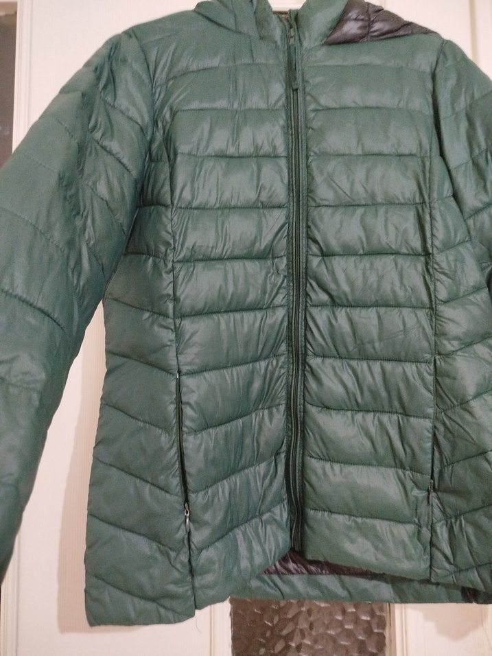 Yeşil Fermuarlı Kadın Kışlık Mont - Görsel 2