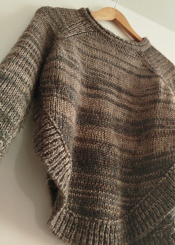 Kadın Kahverengi Örgü Triko Kazak - Görsel 5