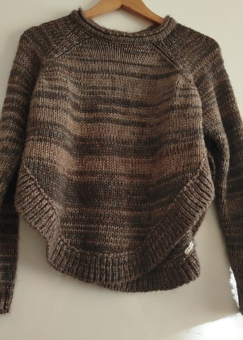 Kadın Kahverengi Örgü Triko Kazak - Görsel 4