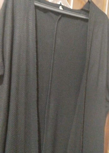 Siyah Uzun Kadın Robe, Bol Kesim, Kısa Kollu - Görsel 3