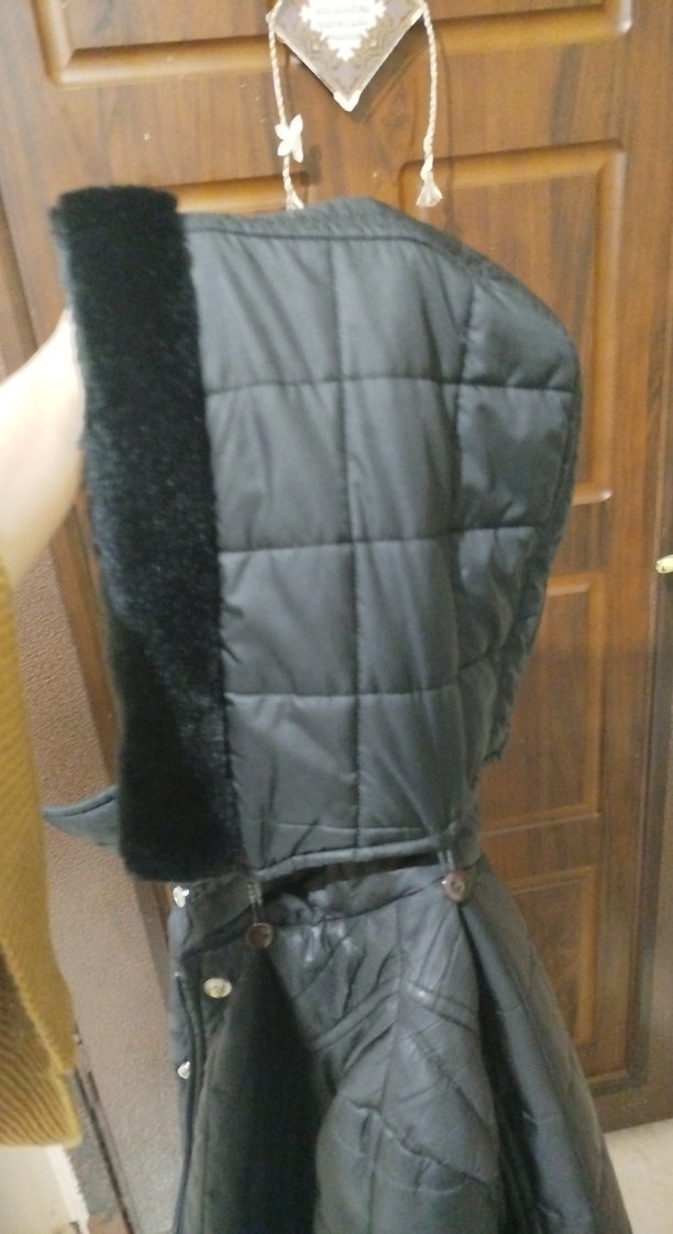 Düğmeli Siyah Uzun Kadın Deri mont - Görsel 4