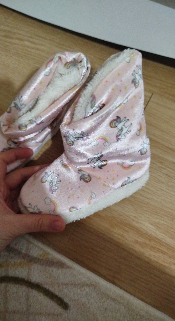 Peluş İç Astarlı Pembe Kız Çocuk Ev Terliği - Görsel 2