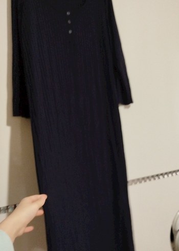 Kadın lacivert Uzun penye Elbise - Görsel 4