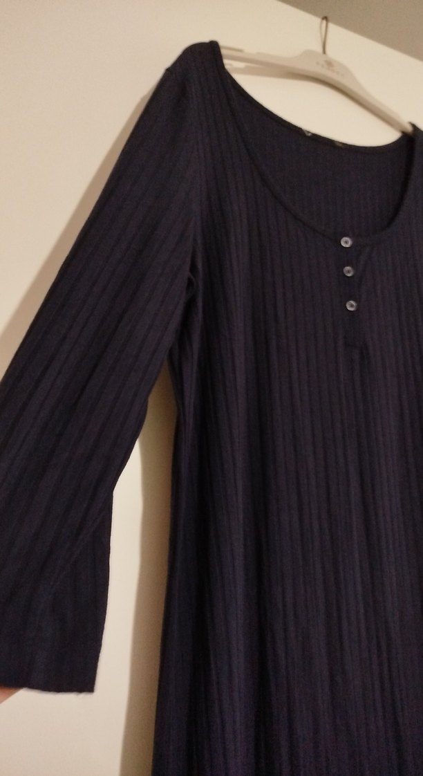 Kadın lacivert Uzun penye Elbise - Görsel 3