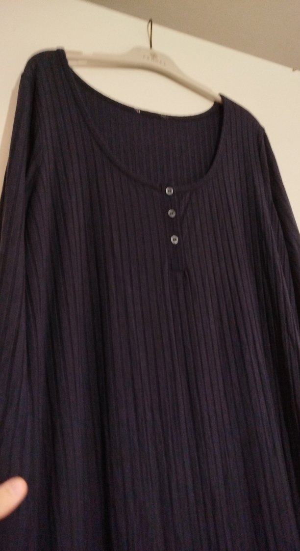 Kadın lacivert Uzun penye Elbise - Görsel 2