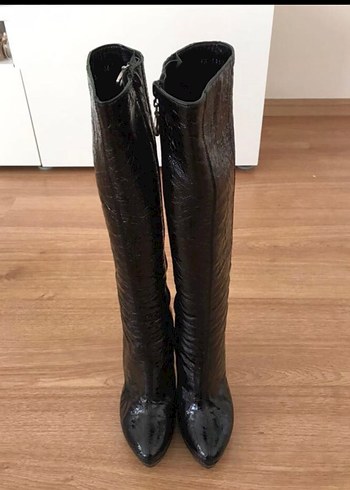 36 Beden siyah Renk Koyu Siyah Yılan Derisi Desenli Stiletto Dizüstü Çizme