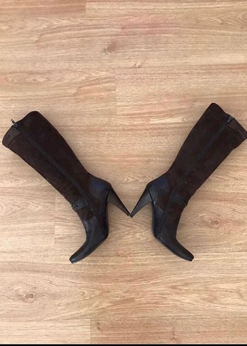 37 Beden Kahverengi Süet Dizüstü Stiletto Bot