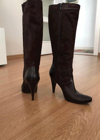 Kahverengi Süet Dizüstü Stiletto Bot