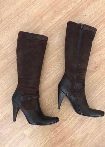 37 Beden kahverengi Renk Kahverengi Süet Dizüstü Stiletto Bot