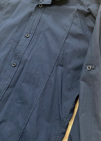 Erkek Mavi Kot Gömlek Uzun Kollu - Görsel 3