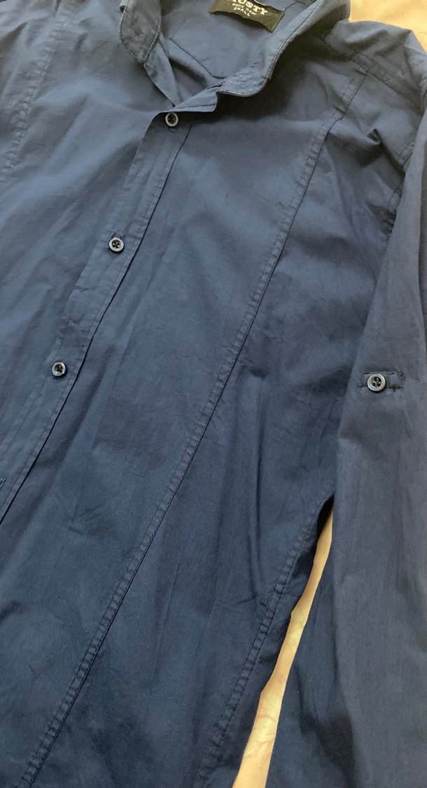 Erkek Mavi Kot Gömlek Uzun Kollu - Görsel 3