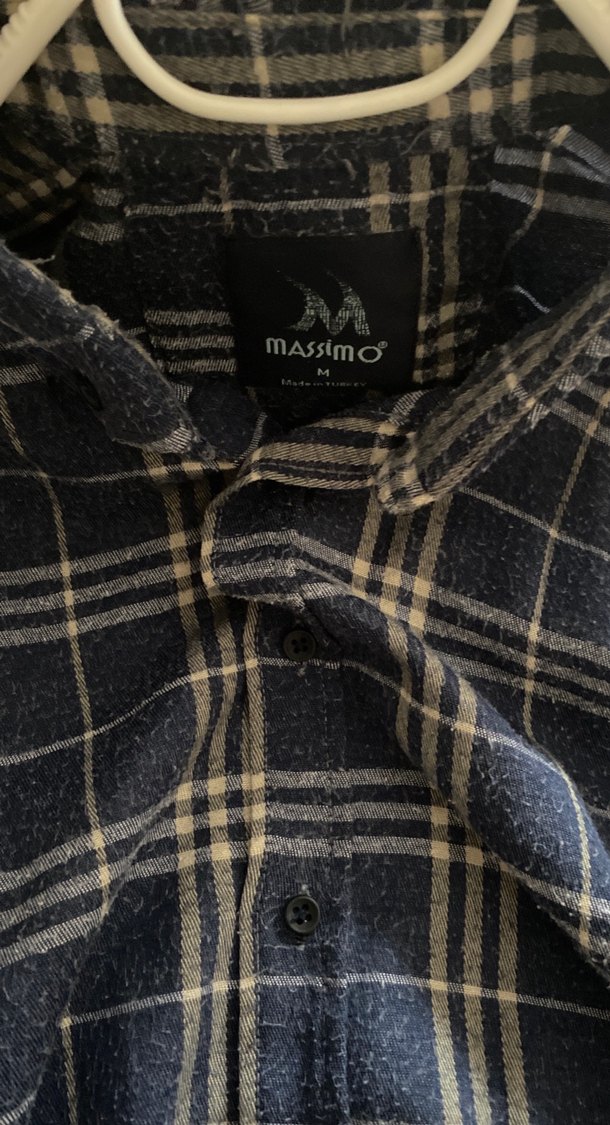 Kadın Mavi Ekoseli Düğmeli Gömlek - Görsel 2