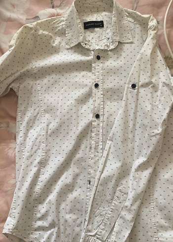 Düğmeli Beyaz Pamuklu Erkek Gömlek - Görsel 3