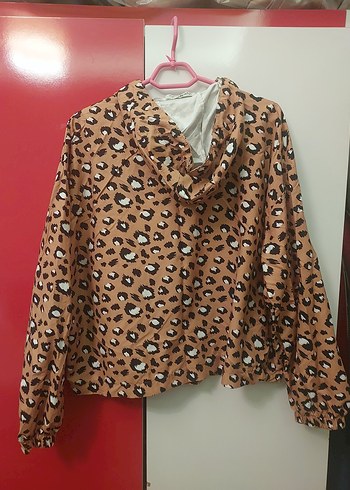Diğer Leopar Desenli Kapüşonlu Kadın Ceket