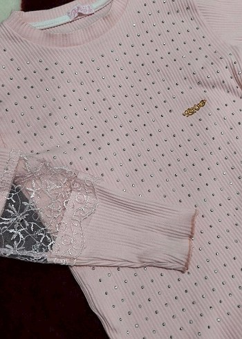 Kız Çocuk Pembe Nakışlı kazak - Görsel 2