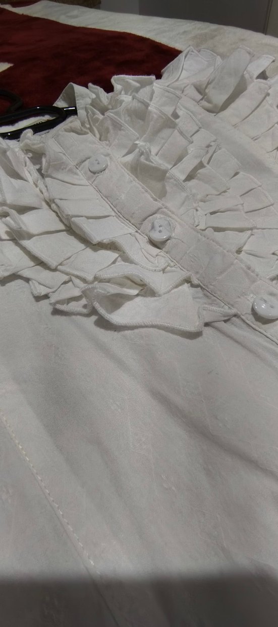 Kız Çocuk Beyaz  Fırfırlı Kısa Kollu Gömlek - Görsel 4