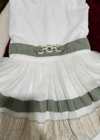 Kız Çocuk Yeşil Bolero ve Fırfırlı Elbise - Görsel 3