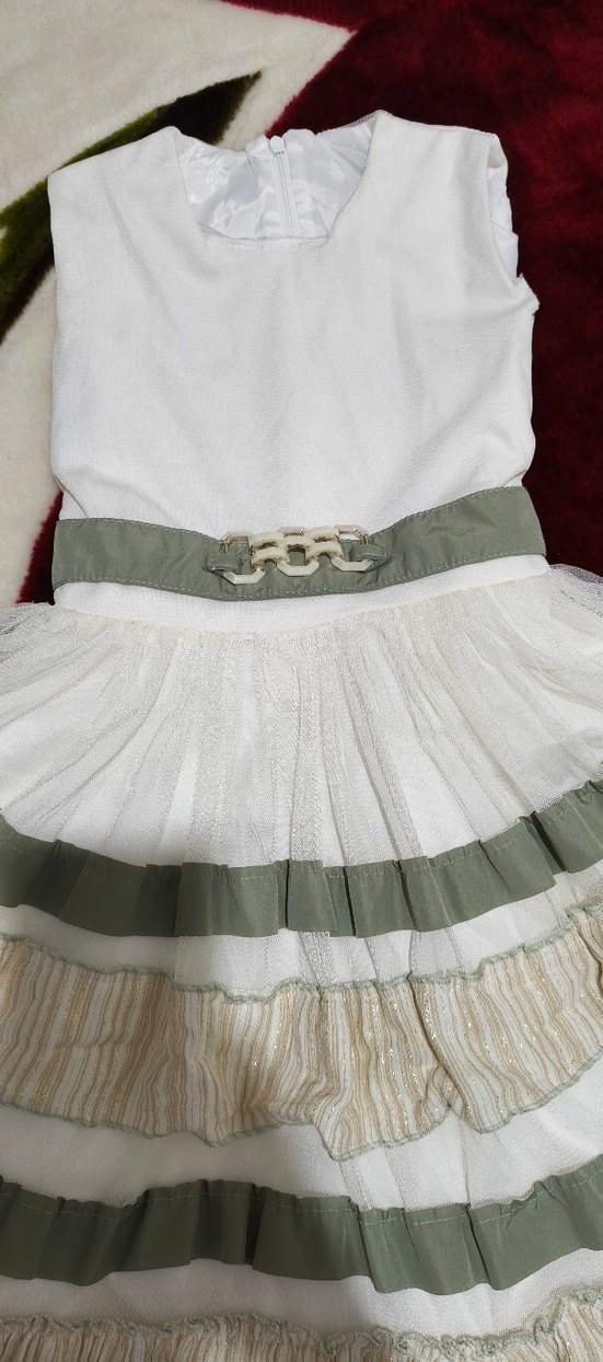 Kız Çocuk Yeşil Bolero ve Fırfırlı Elbise - Görsel 3