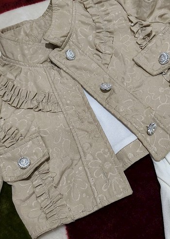 Kız Çocuk Beyaz Nakışlı Kemerli Elbise - Görsel 3