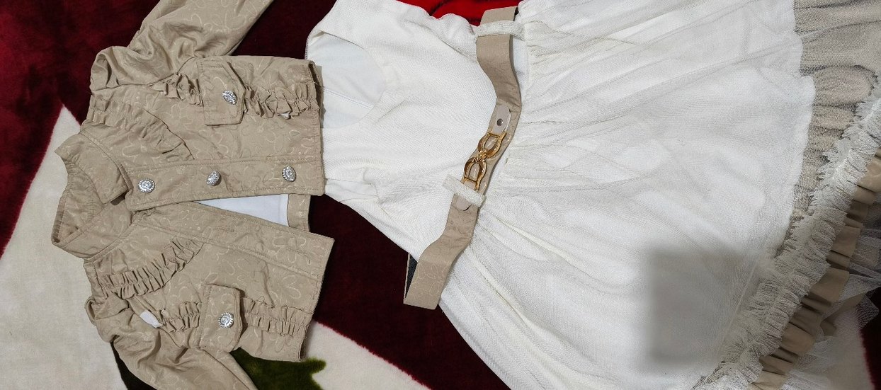 Kız Çocuk Beyaz Nakışlı Kemerli Elbise - Görsel 2