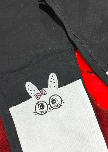 Kız Çocuk Baskılı Siyah Dar Kesim Pantolon - Görsel 2