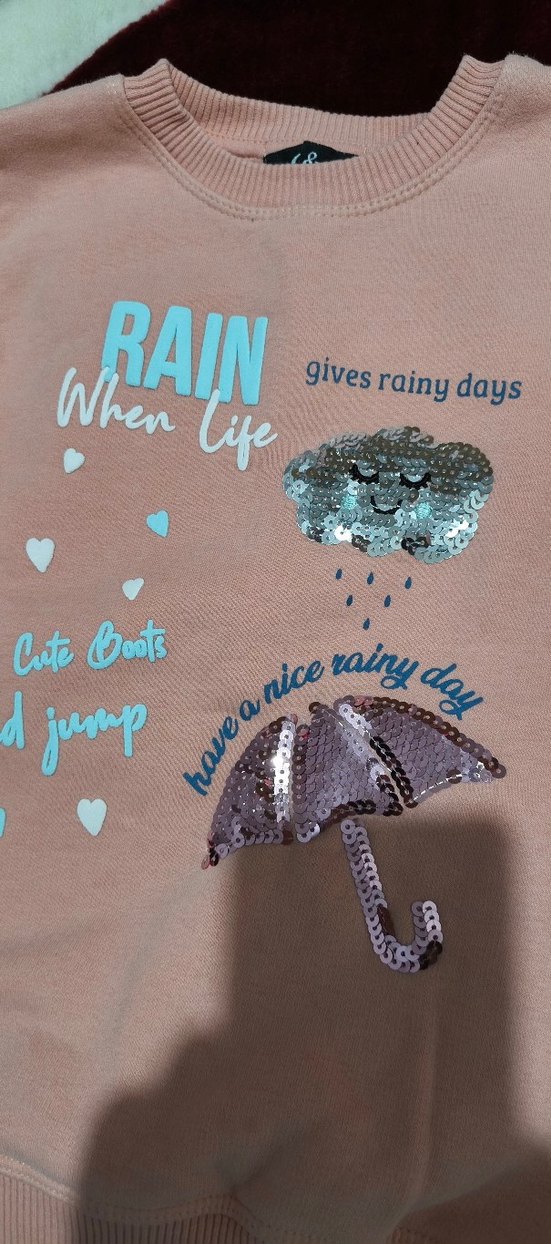 Kız Çocuk Pembe Kapüşonsuz Uzun Kollu Sweatshirt - Görsel 2