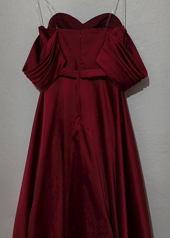 Bordo İşlemeli Uzun Abiye - Görsel 7