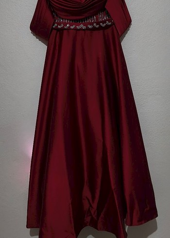 Bordo İşlemeli Uzun Abiye - Görsel 6