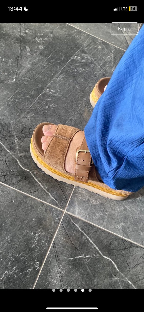 Kahverengi Süet Tokalı Platform Topuklu UGG terlik - Görsel 5