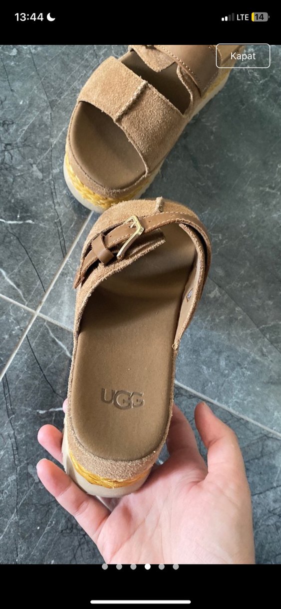 Kahverengi Süet Tokalı Platform Topuklu UGG terlik - Görsel 4