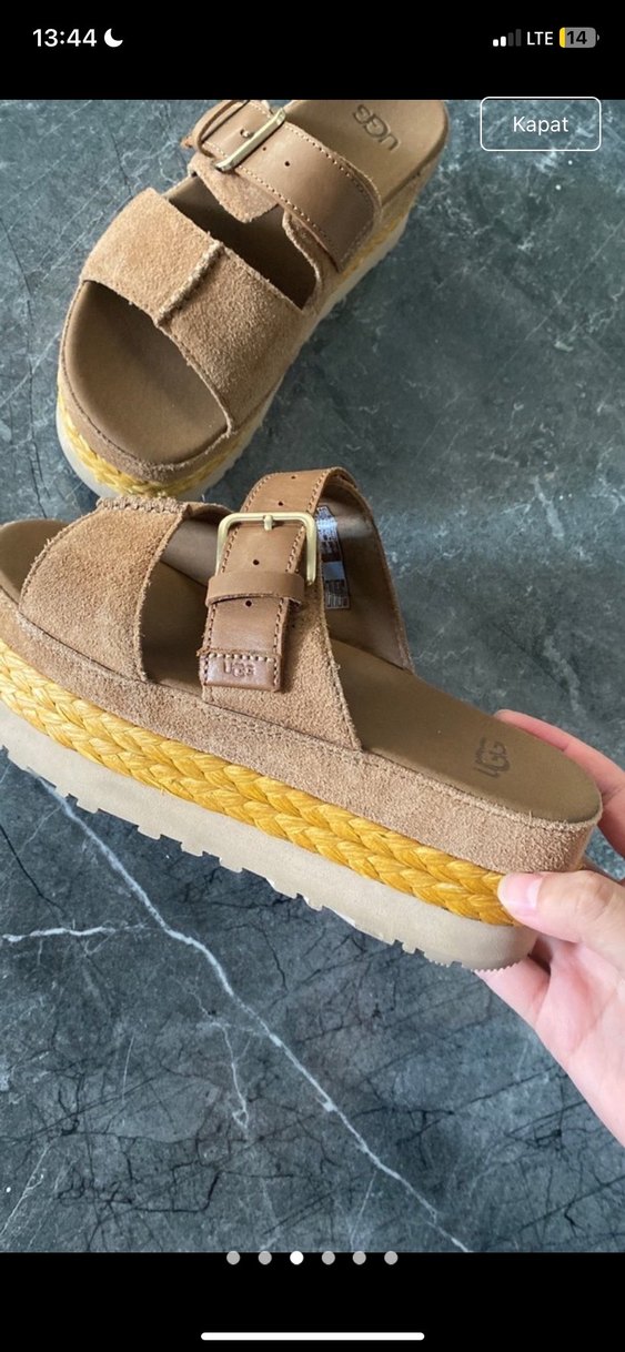 Kahverengi Süet Tokalı Platform Topuklu UGG terlik - Görsel 3