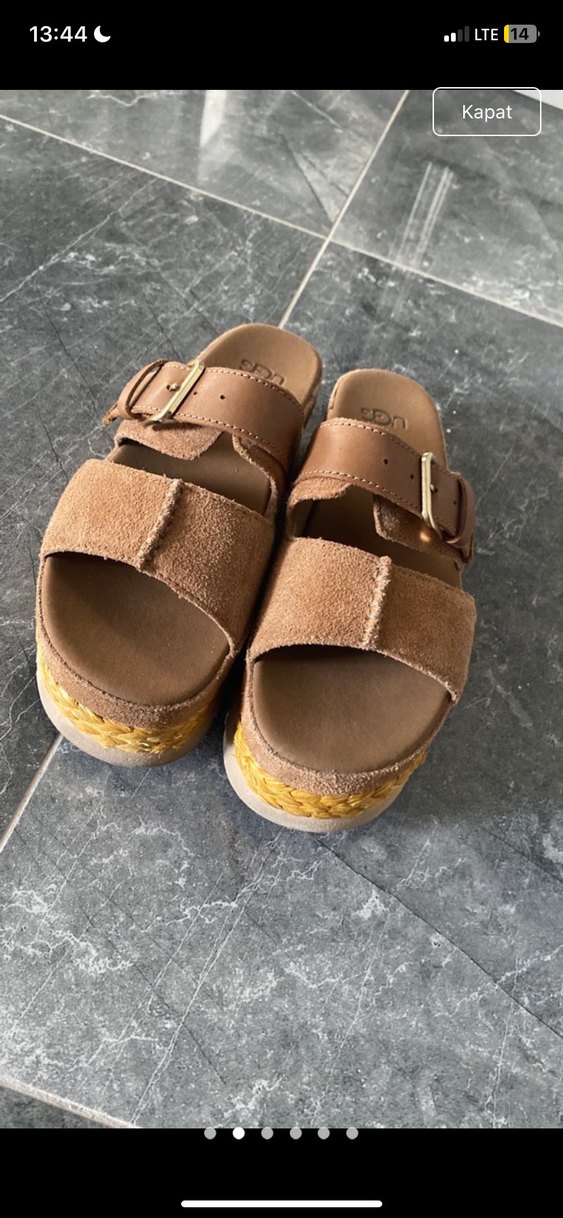 Kahverengi Süet Tokalı Platform Topuklu UGG terlik - Görsel 2