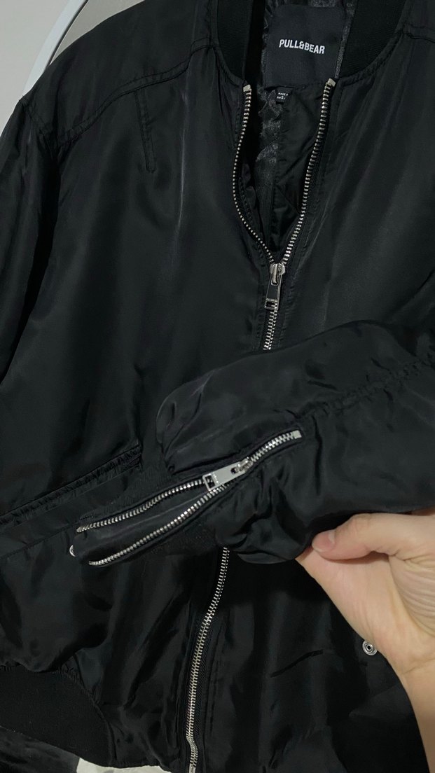 Pull&Bear marka Siyah Fermuarlı Kadın bomber Ceket - Görsel 2