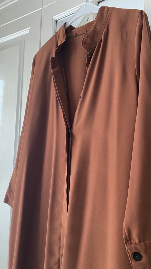 Düğmeli Uzun Kahverengi Kadın Tunik - Görsel 2