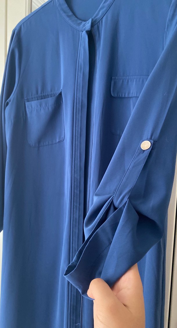 Lacivert Uzun Kol Kadın Elbise - Görsel 2